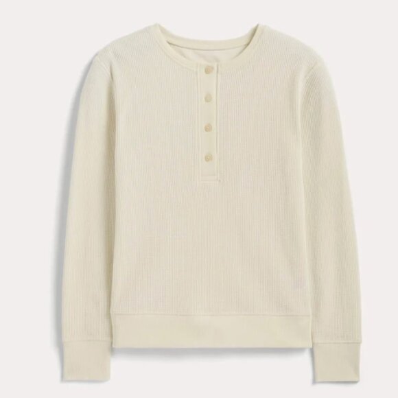 Everlane The Waffle Henley Top (Bone, Small) - Picture 1 of 4